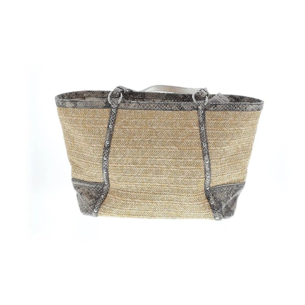 NWT Coach Alexandra Straw Tote Python Leather Trim Exotic F21959 Rare - Picture 3 of 5